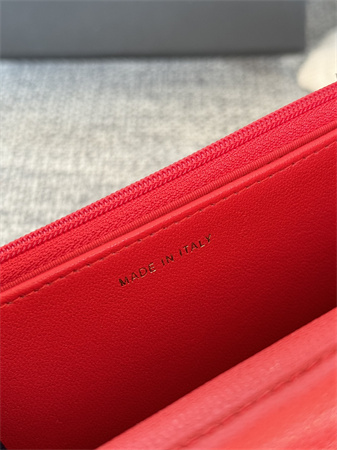 Chanel Wallet On Chain Grained Calfskin Gold Tone Metal Red AP0250