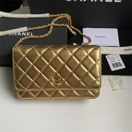 Chanel Wallet On Chain Lambskin Gold Tone Metal Gold AP0250