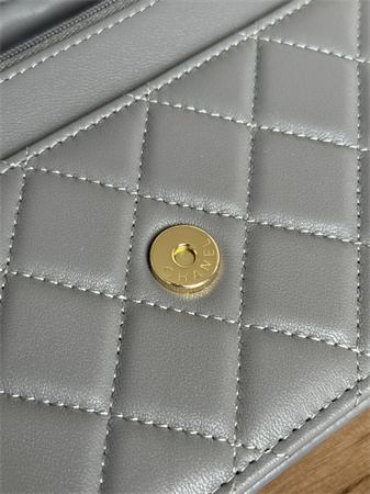 Chanel Wallet On Chain Lambskin Gold Tone Metal Grey AP0250