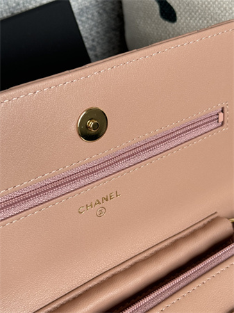 Chanel Wallet On Chain Lambskin Gold Tone Metal Pink AP0250