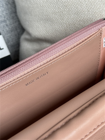 Chanel Wallet On Chain Lambskin Silver Tone Metal Pink AP0250