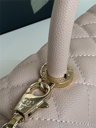 Chanel Small Coco Handle Bag Grained Calfskin Lt Gold Metal Pink A92990