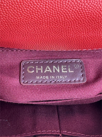 Chanel Small Coco Handle Bag Grained Calfskin Lt Gold Metal Red A92990