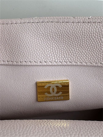 Chanel Small Coco Handle Bag Grained Calfskin Lt Gold Metal Lt Pink A92990