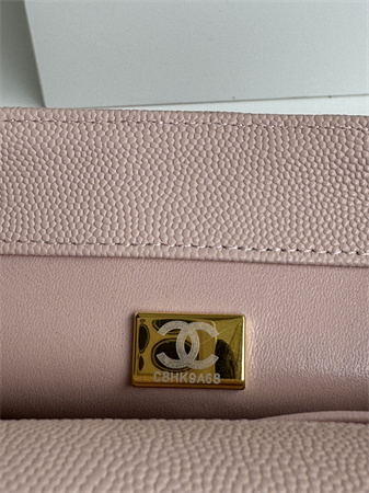 Chanel Small Coco Handle Bag Grained Calfskin Lt Gold Metal Pink A92990