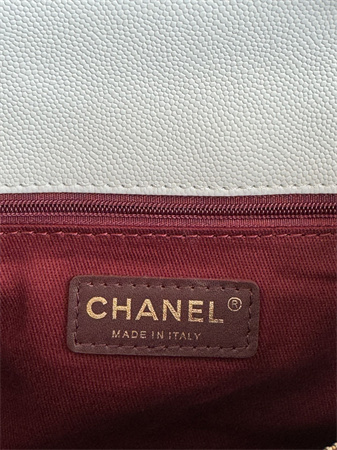 Chanel Large Coco Handle Bag Grained Calfskin Lt Gold Metal White A92991