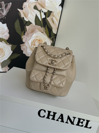 Chanel Duma Backpack Lambskin Gold Tone Metal Beige AS2908