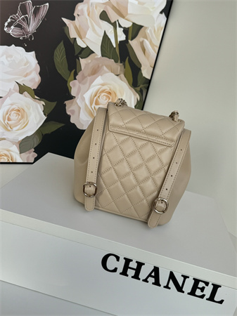 Chanel Duma Backpack Lambskin Gold Tone Metal Beige AS2908