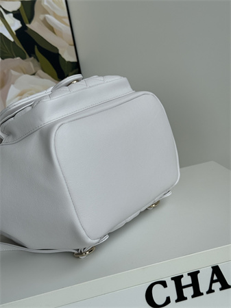 Chanel Duma Backpack Grained Calfskin Gold Tone Metal White AS3618
