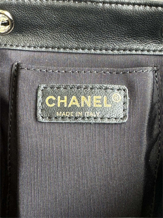 Chanel Duma Backpack  Calfskin Gold Tone Metal Black AS3618