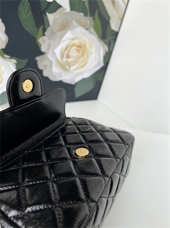 Chanel Small Hobo Handbag Shiny Crumpled Calfskin Gold Tone Metal Black AS4323