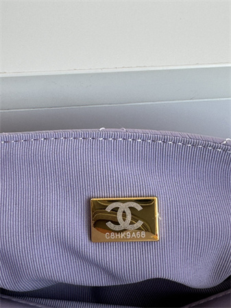 Chanel Small Hobo Handbag Shiny Crumpled  Calfskin Gold Tone Metal Lt Pruple AS4323