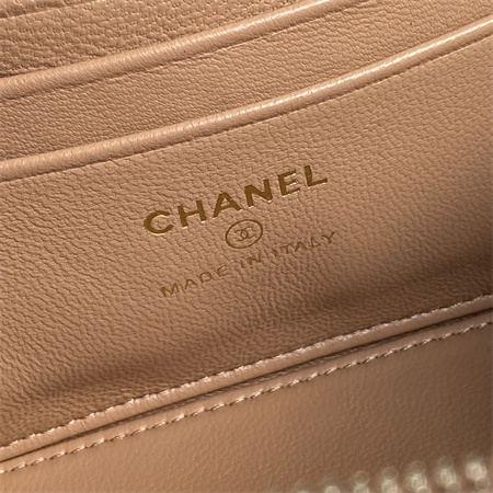 Chanel Vanity With Chain Patent Calfskin Gold-Tone Metal Beige AP2199