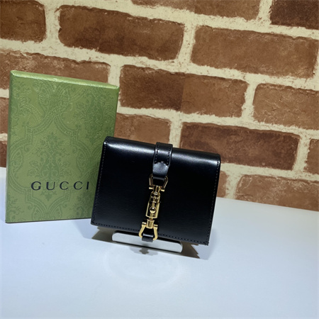 Gu.cci Jackie 1961 Card Case Wallet Black Leather 645536