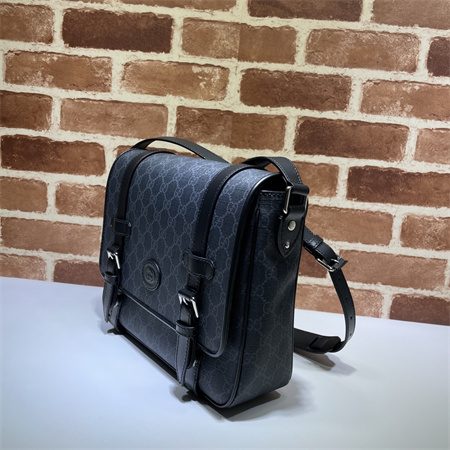 Gu.cci Small messenger bag Black GG Supreme canvas 658542