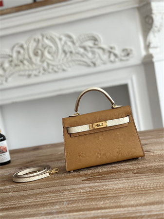 Hermes Kelly Mini II Bag Epsom Leather Biscuit/Craie HS