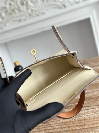 Hermes Kelly Mini II Bag Epsom Leather Craie/Mauve Pale/Gold  HS