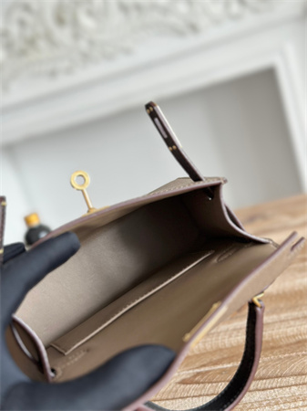 Hermes Kelly Mini II Bag Epsom Leather Etoupe/Ecorce/Black HS