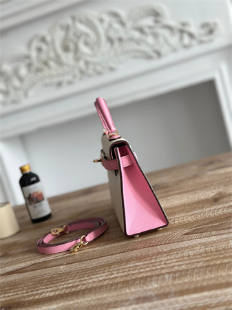 Hermes Kelly Mini II Bag Epsom Leather Craie/Mauve Sylvestre HS