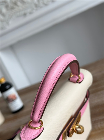 Hermes Kelly Mini II Bag Epsom Leather Craie/Mauve Sylvestre HS