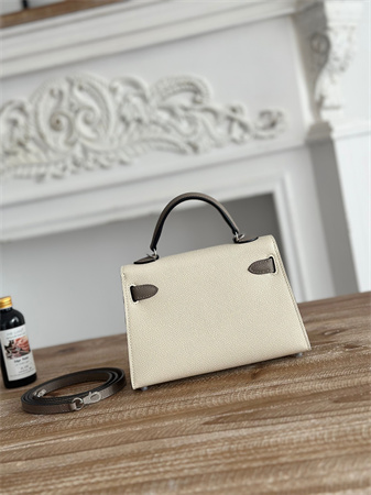 Hermes Kelly Mini II Bag Epsom Leather Craie/GrisAsphalte HS