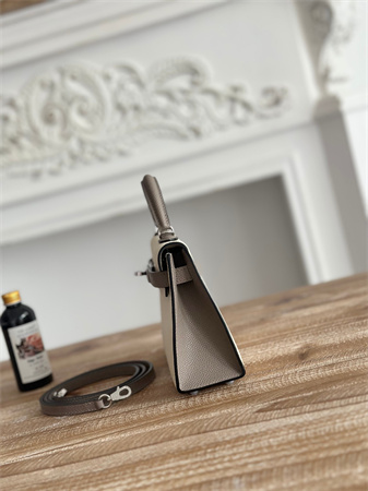 Hermes Kelly Mini II Bag Epsom Leather Craie/GrisAsphalte HS