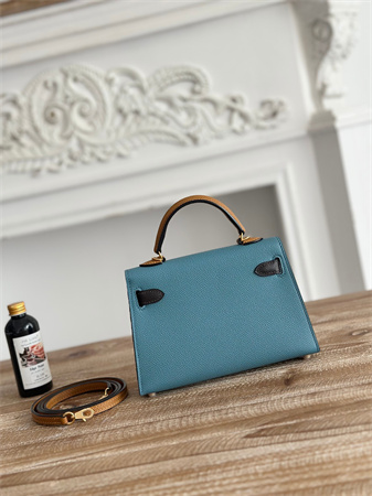 Hermes Kelly Mini II Bag Epsom Leather Denim Fonce/Ecorce/Sesame HS