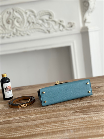 Hermes Kelly Mini II Bag Epsom Leather Denim Fonce/Ecorce/Sesame HS