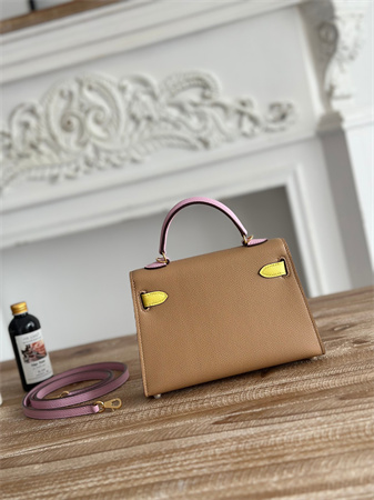 Hermes Kelly Mini II Bag Epsom Leather Chai/Lime/Mauve Sylvestre HS