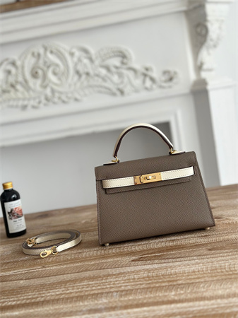 Hermes Kelly Mini II Bag Epsom Leather Etoupe/Craie HS