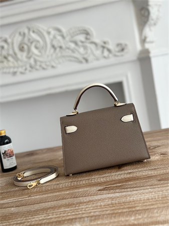 Hermes Kelly Mini II Bag Epsom Leather Etoupe/Craie HS
