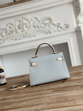 Hermes Kelly Mini II Bag Epsom Leather Blue Pale/Craie HS