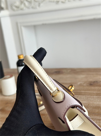 Hermes Kelly Mini II Bag Epsom Leather Mauve Pale/Craie HS