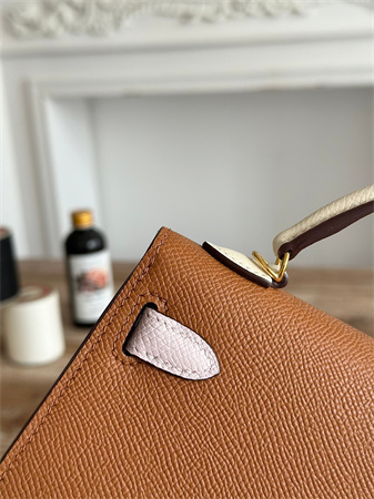 Hermes Kelly Mini II Bag Epsom Leather Gold/Mauve Pale/Craie HS