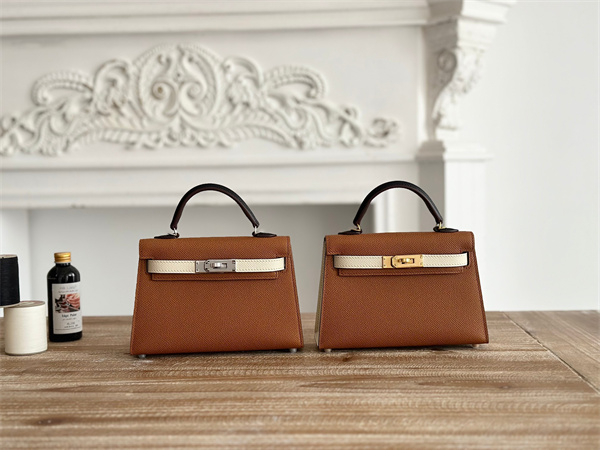 Hermes Kelly Mini II Bag Epsom Leather Gold/Craie/Black HS
