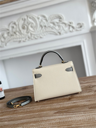 Hermes Kelly Mini II Bag Epsom Leather Craie/Gris Glacier HS