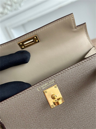 Hermes Kelly Mini II Bag Epsom Leather Etoupe/Gris Tourterelle HS