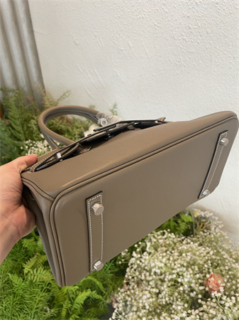 Bir.kin Shoulder Bag 29 Swift Leather Gold/Silver Tone Metal Etoupe Color HS