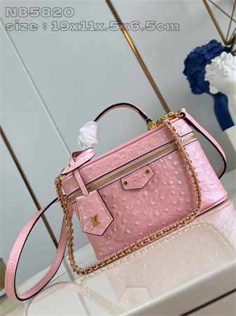 L.V Vanity Chain Pouch Ostrich leather Pink N85820