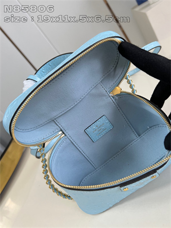 L.V Vanity Chain Pouch Ostrich Leather Blue N85820