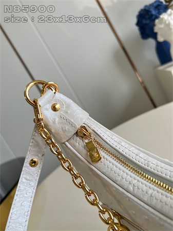 L.V Loop Handbag Ostrich leather White N85900