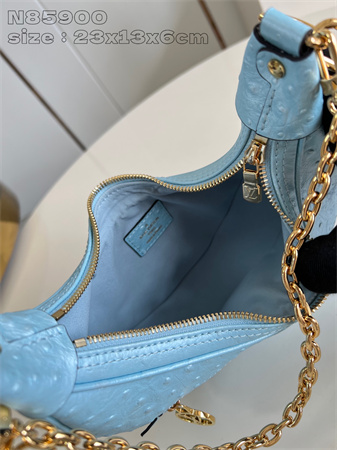 L.V Loop Handbag Ostrich leather Blue N85900