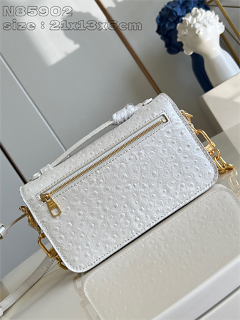 L.V POCHETTE M??TIS EAST WEST Ostrich Leather White N85902