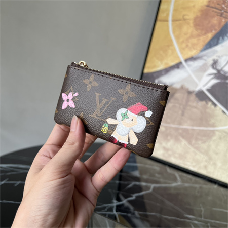 L.V  Key Pouch Vivienne Holidays Monogram Canvas Inside Red M12217