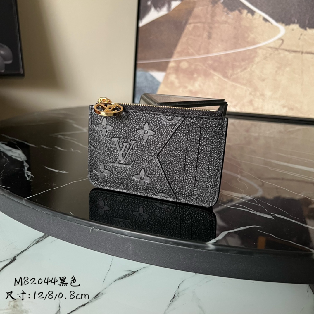 L.V Romy Card Holder Monogram Empreinte Leather Black M81883