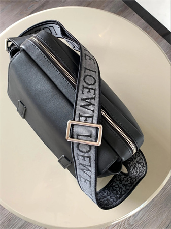 Loewe XS Military messenger bag in supple smooth calfskin and jacquard Black