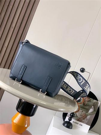 Loewe XS Military messenger bag in supple smooth calfskin and jacquard Dk Grey