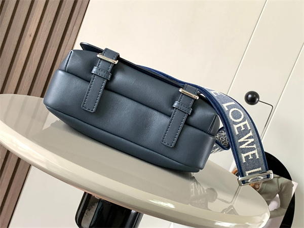 Loewe XS Military messenger bag in supple smooth calfskin and jacquard Dk Grey