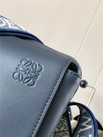 Loewe XS Military messenger bag in supple smooth calfskin and jacquard Dk Grey