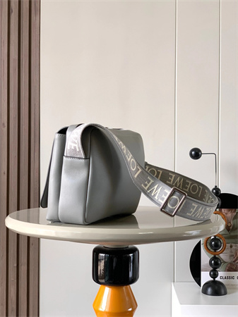 Loewe XS Military messenger bag in supple smooth calfskin and jacquard Lt Grey